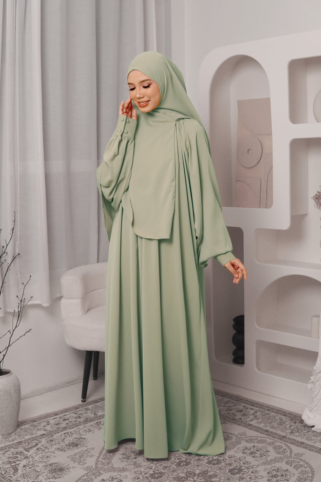 Kaftan Snow in Apple Green