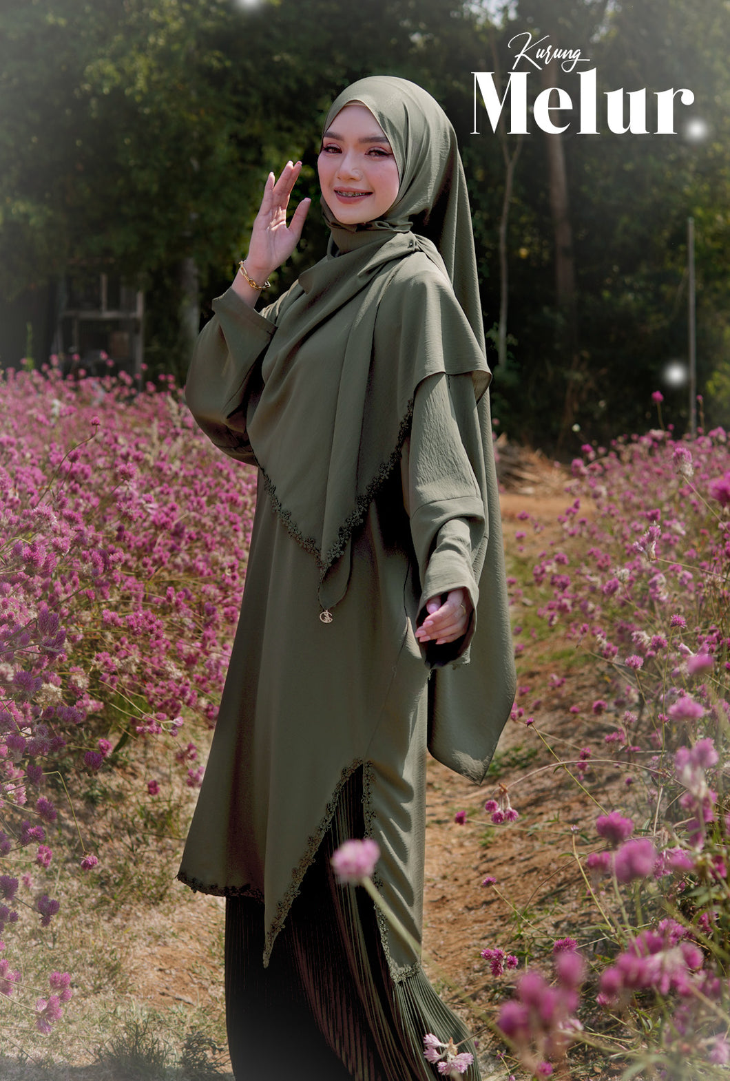 Kurung Melur in Olive Green