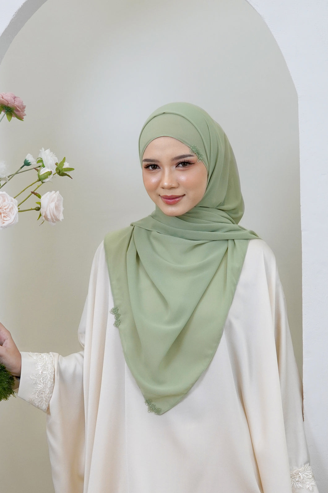 Sumayya Shawl in Tea Green