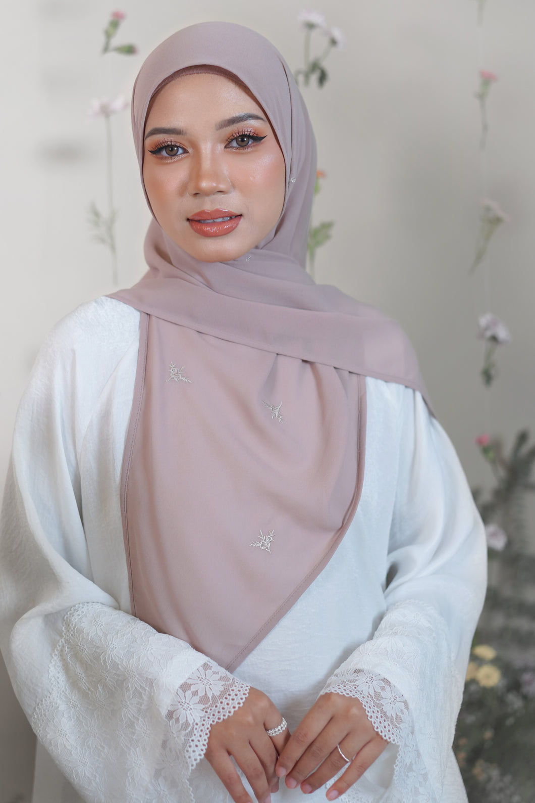 Lily Tri-Chiffon in Beige (Display)